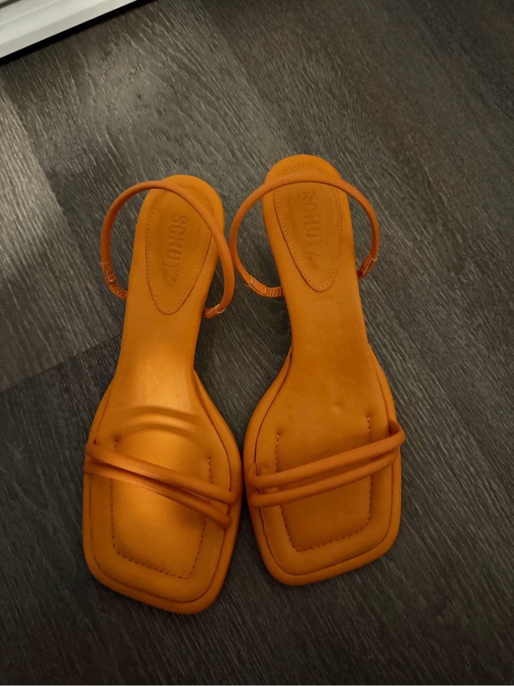 Schutz Women’s Orange Strappy Heeled Sandals